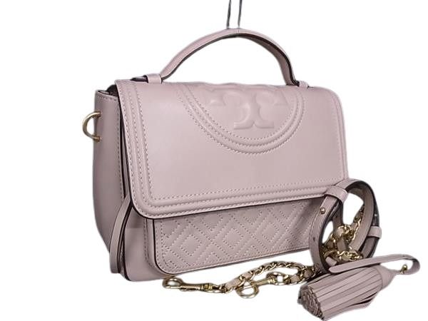 TORY BURCH トリーバーチ ハンドバッグ フレミング ソフト トップハンドル サッチェル ピンク系 レザー レディース 2WAY ショルダーバッグ タッセル 美品