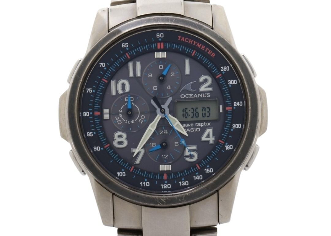 CASIO カシオ 腕時計 OCEANUS オシアナス OCW-500TBJ ブラック シルバー系 チタン メンズ 2006 FIFAドイツワールドカップ 限定 アナデジ 美品