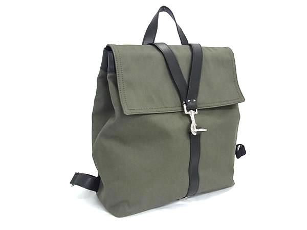 VALENTINO GARAVANI ヴァレンティノ ガラヴァーニ リュックサック Vパンク バックパック カーキグリーン系×ブラック系 キャンバス×レザー メンズ シルバー金具 美品