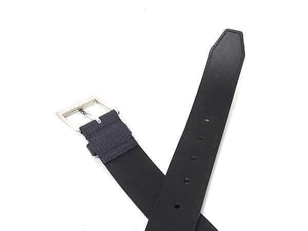 LOUIS VUITTON ルイヴィトン ベルト タイガ LV シティ ピン M8257 ネイビー系 レザー メンズ シルバー金具 美品