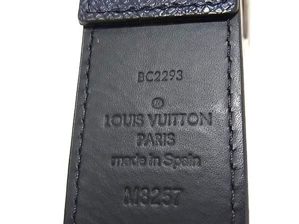 LOUIS VUITTON ルイヴィトン ベルト タイガ LV シティ ピン M8257 ネイビー系 レザー メンズ シルバー金具 美品