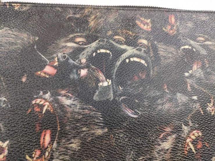 GIVENCHY ジバンシィ クラッチバッグ クラッチバッグ ブラック系 PVC ユニセックス ロットワイラー アニマル柄 美品