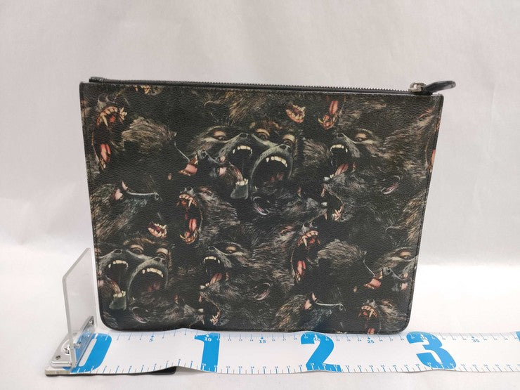 GIVENCHY ジバンシィ クラッチバッグ クラッチバッグ ブラック系 PVC ユニセックス ロットワイラー アニマル柄 美品