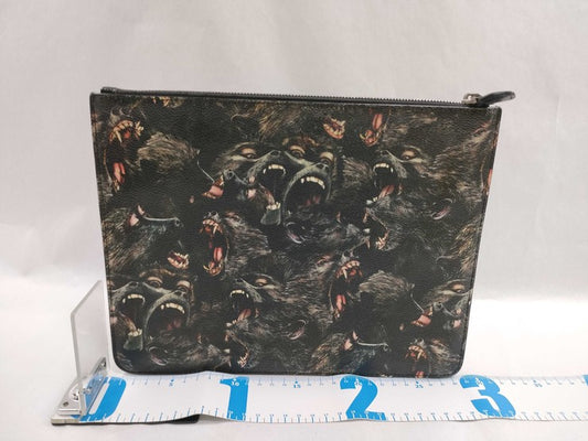 GIVENCHY ジバンシィ クラッチバッグ クラッチバッグ ブラック系 PVC ユニセックス ロットワイラー アニマル柄 美品