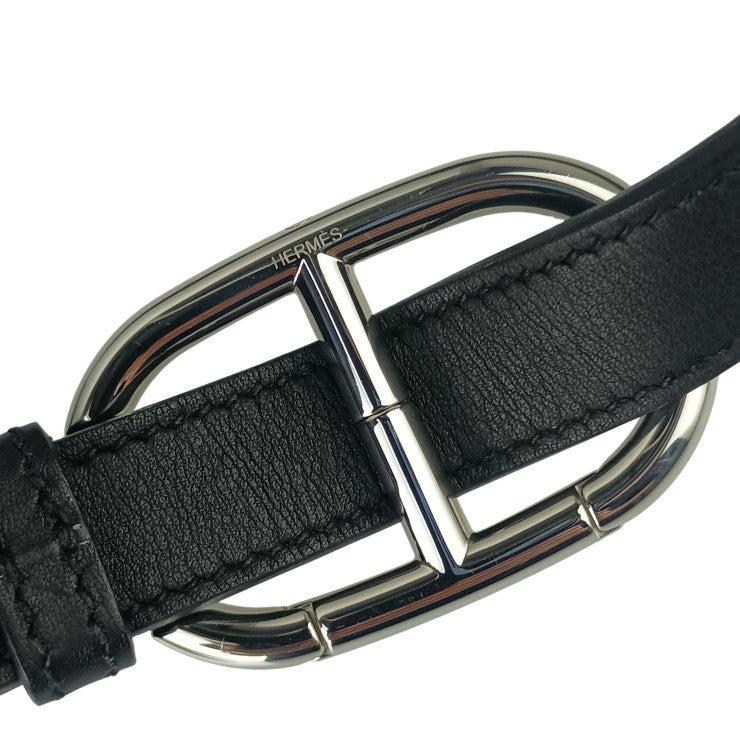 HERMES エルメス ショルダーバッグ ポッシャンプリュス ブラック系 ヴォースイフト ユニセックス クロスボディバッグ シルバー金具 美品