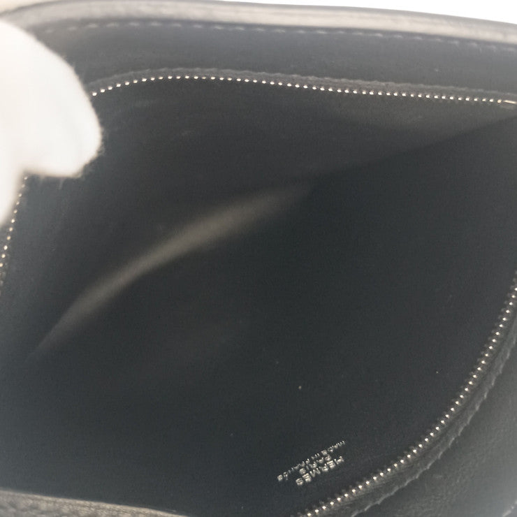 HERMES エルメス ショルダーバッグ ポッシャンプリュス ブラック系 ヴォースイフト ユニセックス クロスボディバッグ シルバー金具 美品