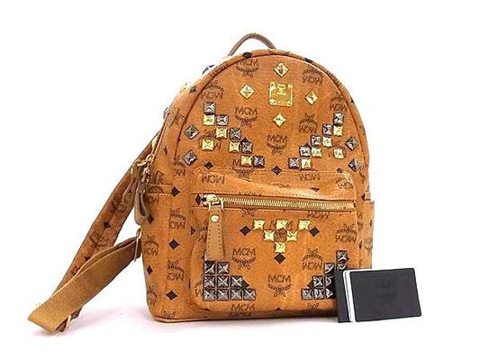 MCM エムシーエム リュックサック ヴィセトス MMK35VE19CO001 ブラウン レザー ユニセックス スタッズ