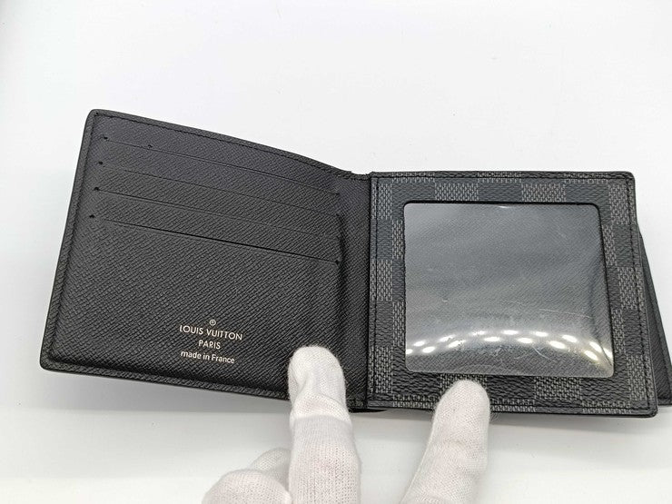 LOUIS VUITTON ルイヴィトン 二つ折り財布 アメリゴNM N60053 ブラック系 ダミエ グラフィット メンズ
