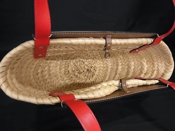 Christian Louboutin ルブタン ハンドバッグ ルビショア スモール 1215226 ナチュラル系 ラフィア カーフレザー レディース ショルダー トート 美品