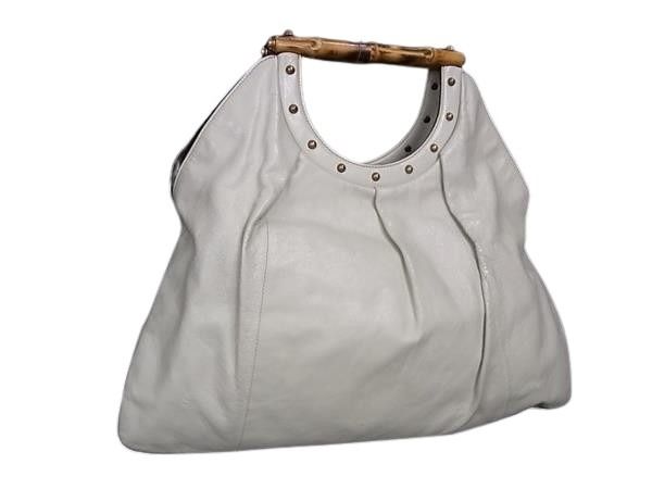 GUCCI グッチ ハンドバッグ バンブー 124290 アイボリー系 レザー レディース ゴールド金具 美品
