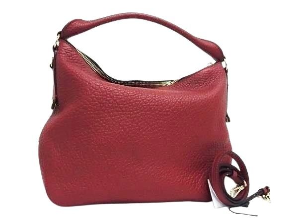 BURBERRY バーバリー ハンドバッグ レドベリー ホーボー レッド系 カーフレザー レディース 2WAY ショルダーバッグ 超美品
