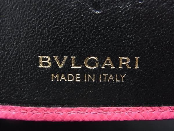 BVLGARI ブルガリ キーケース ブルガリブルガリ ピンク系 グレインカーフレザー レディース ロゴクリップ 6連 ゴールド金具 美品