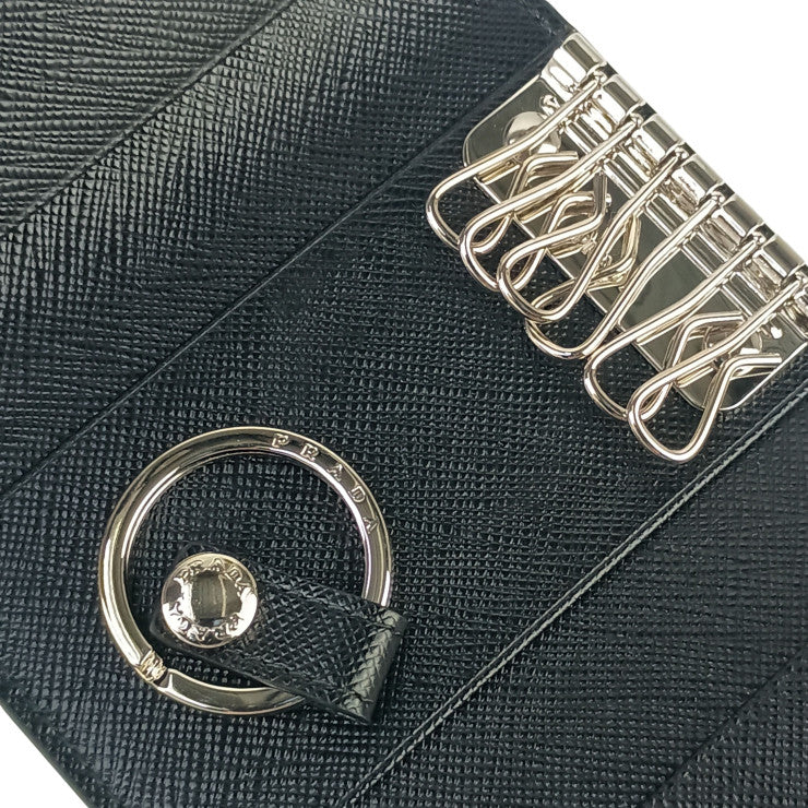 PRADA プラダ キーケース 2PG002 NERO系 SAFFIANO BICOLO サフィアーノ ユニセックス 6連 シルバー金具 新品未使用展示品