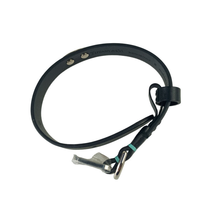 TIFFANY&Co. ティファニー 首輪 リターントゥ ブラック系 レザー ユニセックス ペットカラー シルバー金具 新品未使用展示品