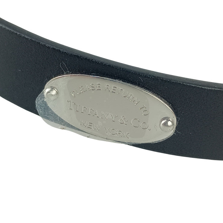 TIFFANY&Co. ティファニー 首輪 リターントゥ ブラック系 レザー ユニセックス ペットカラー シルバー金具 新品未使用展示品