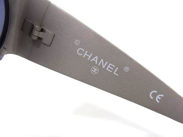 CHANEL シャネル サングラス ココマーク ワイドテンプル 06926 グレー系×レンズ クリアネイビー系 メタル レディース 美品