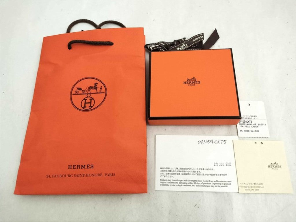 HERMES エルメス コインケース バスティア GM ローズジャイプール（レッド系） エプソン レディース 小銭入れ