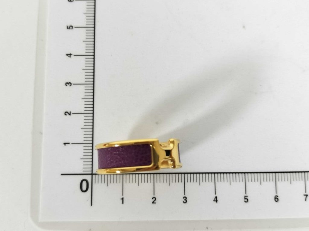 HERMES エルメス イヤリング オランプ GM イヤーカフ パープル ゴールド系 メタル レザー レディース 超美品