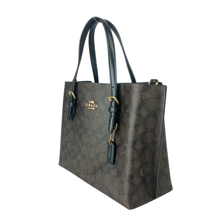 COACH コーチ ハンドバッグ シグネチャー CV965 ブラウン ブラック系 PVC レザー レディース 2WAY 美品