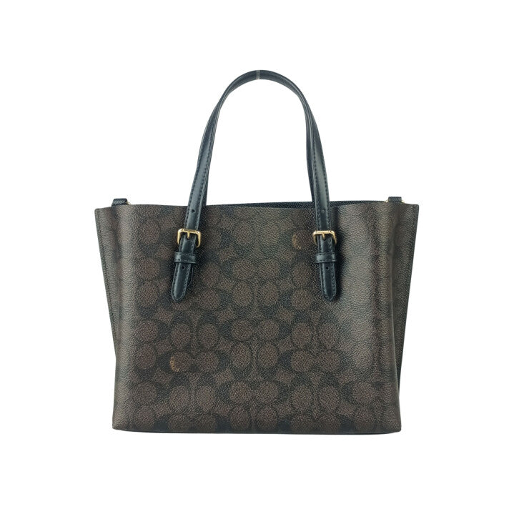 COACH コーチ ハンドバッグ シグネチャー CV965 ブラウン ブラック系 PVC レザー レディース 2WAY 美品