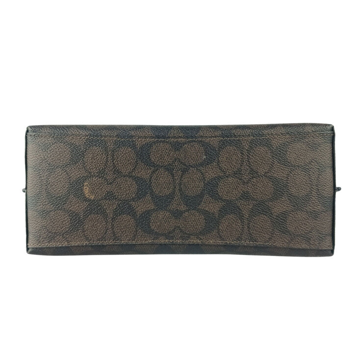 COACH コーチ ハンドバッグ シグネチャー CV965 ブラウン ブラック系 PVC レザー レディース 2WAY 美品