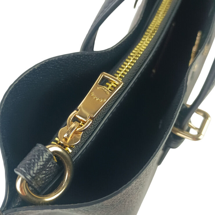COACH コーチ ハンドバッグ シグネチャー CV965 ブラウン ブラック系 PVC レザー レディース 2WAY 美品