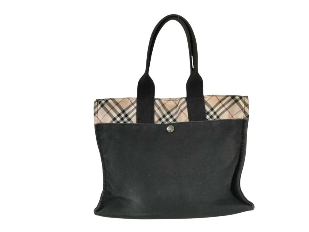 BURBERRY バーバリー ハンドバッグ ブルーレーベル ベージュ ブラック系 キャンバス レディース ノバチェック トートバッグ 美品