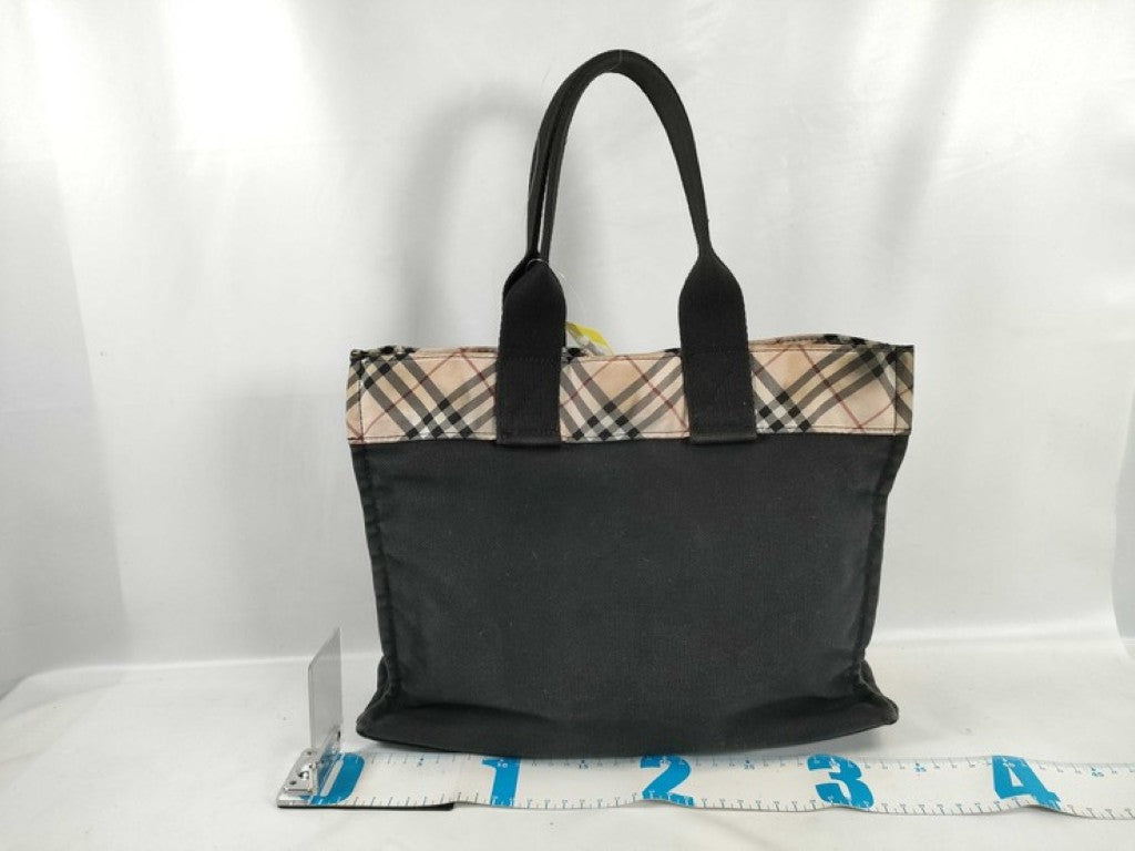 BURBERRY バーバリー ハンドバッグ ブルーレーベル ベージュ ブラック系 キャンバス レディース ノバチェック トートバッグ 美品