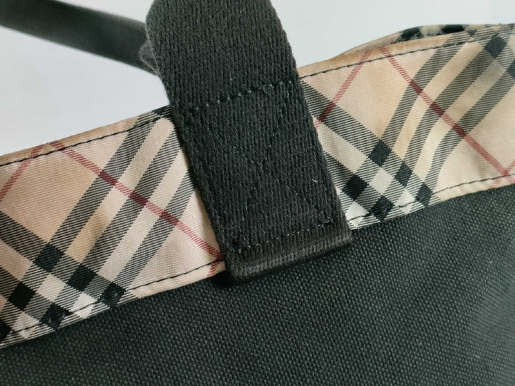 BURBERRY バーバリー ハンドバッグ ブルーレーベル ベージュ ブラック系 キャンバス レディース ノバチェック トートバッグ 美品