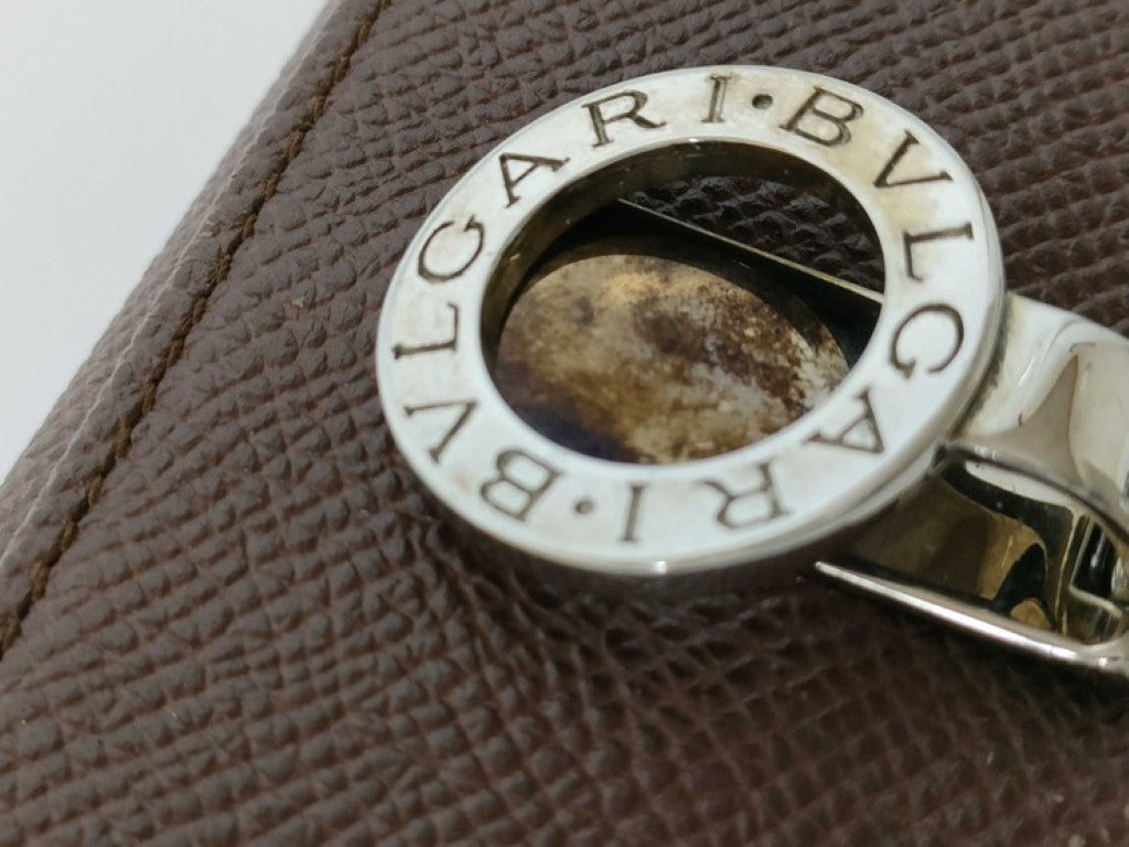 BVLGARI ブルガリ キーケース ビーゼロワン ブラウン系 レザー ユニセックス ロゴクリップ 6連 シルバー金具