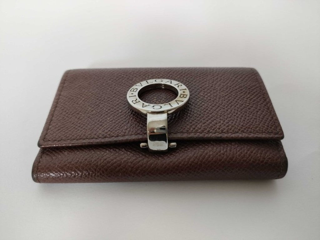 BVLGARI ブルガリ キーケース ビーゼロワン ブラウン系 レザー ユニセックス ロゴクリップ 6連 シルバー金具