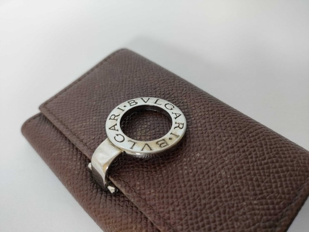 BVLGARI ブルガリ キーケース ビーゼロワン ブラウン系 レザー ユニセックス ロゴクリップ 6連 シルバー金具