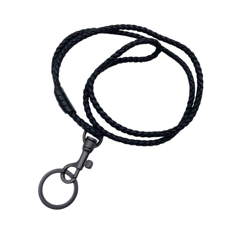 BOTTEGA VENETA ボッテガヴェネタ キーホルダー イントレチャート 113540 ブラック系 レザー ユニセックス キーリング 美品