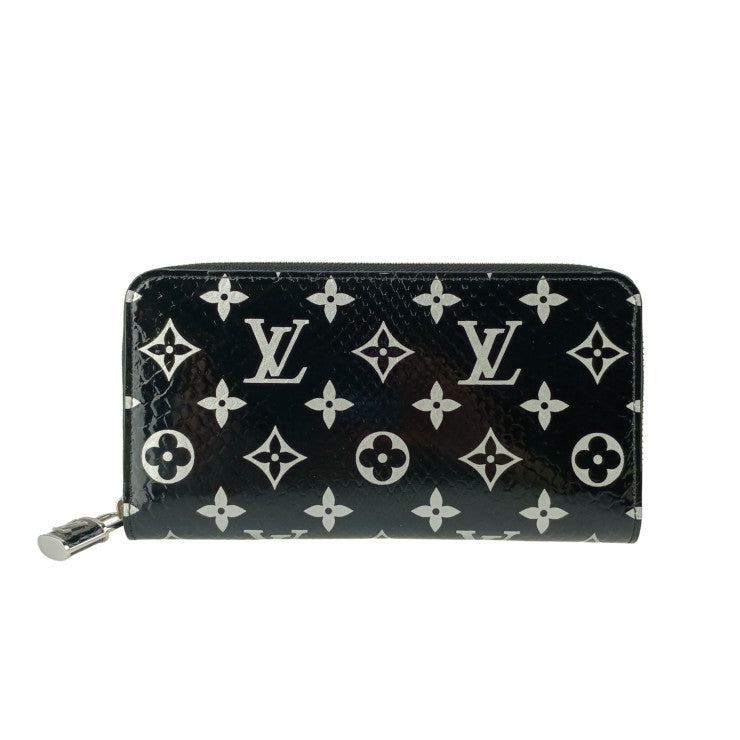 LOUIS VUITTON ルイヴィトン 財布 ジッピー ウォレット N96955 BLACK エキゾチック レザー パイソン ユニセックス ラウンドファスナ 長財布 シルバー金具 フランス 超美品