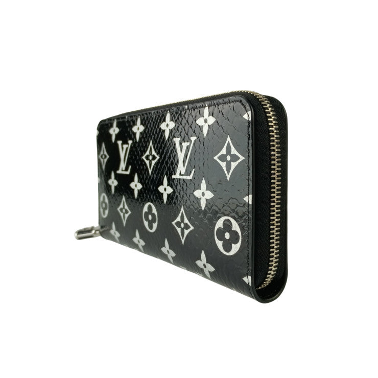 LOUIS VUITTON ルイヴィトン 財布 ジッピー ウォレット N96955 BLACK エキゾチック レザー パイソン ユニセックス ラウンドファスナ 長財布 シルバー金具 フランス 超美品