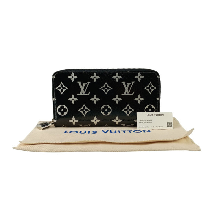 LOUIS VUITTON ルイヴィトン 財布 ジッピー ウォレット N96955 BLACK エキゾチック レザー パイソン ユニセックス ラウンドファスナ 長財布 シルバー金具 フランス 超美品