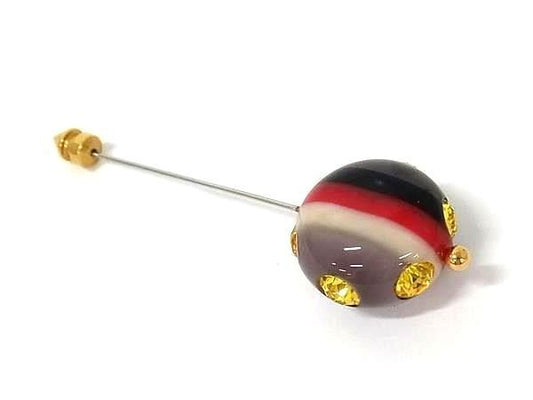 GUCCI グッチ ブローチ トリコロール ウェブ レジン ピンブローチ マルチカラー系 レジン メタル ユニセックス ゴールド金具 インターロッキングG 美品