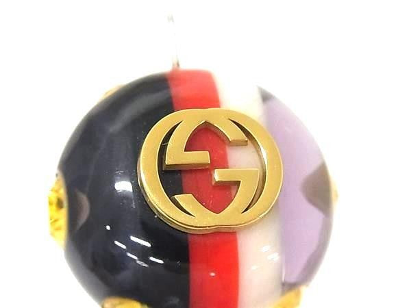 GUCCI グッチ ブローチ トリコロール ウェブ レジン ピンブローチ マルチカラー系 レジン メタル ユニセックス ゴールド金具 インターロッキングG 美品