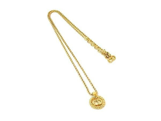 Christian Dior クリスチャンディオール ネックレス CDロゴ ゴールド系 メタル レディース 美品