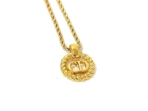 Christian Dior クリスチャンディオール ネックレス CDロゴ ゴールド系 メタル レディース 美品