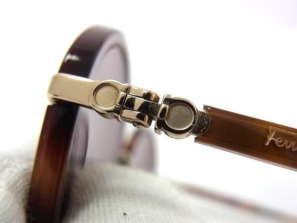 Salvatore Ferragamo フェラガモ サングラス ガンチーニ SF250SA 723 ブラウン系 アセテート メタル レディース アジアンフィット 超美品