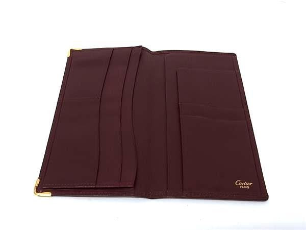 Cartier カルティエ 長財布 マストライン ボルドー系 レザー メンズ 二つ折り 札入れ 美品