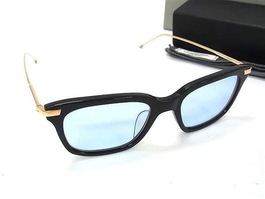 THOM BROWNE トム ブラウン サングラス アイウェア TB-701-A-BLK-GLD-49-AF ブラック ゴールド系 アセテート チタン メンズ アジアンフィット 超美品