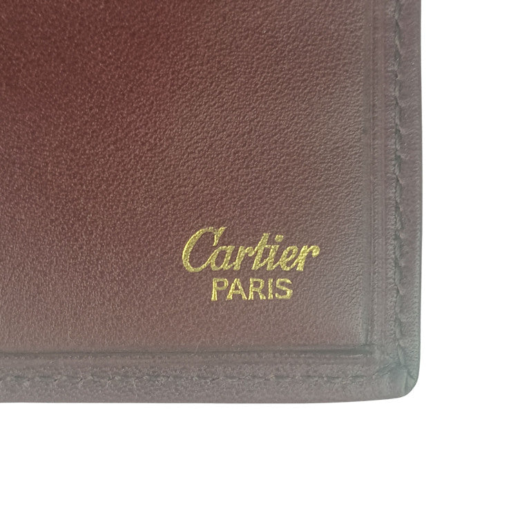 Cartier カルティエ 長財布 マストライン ボルドー系 カーフレザー メンズ 二つ折り 札入れ ゴールド金具 美品
