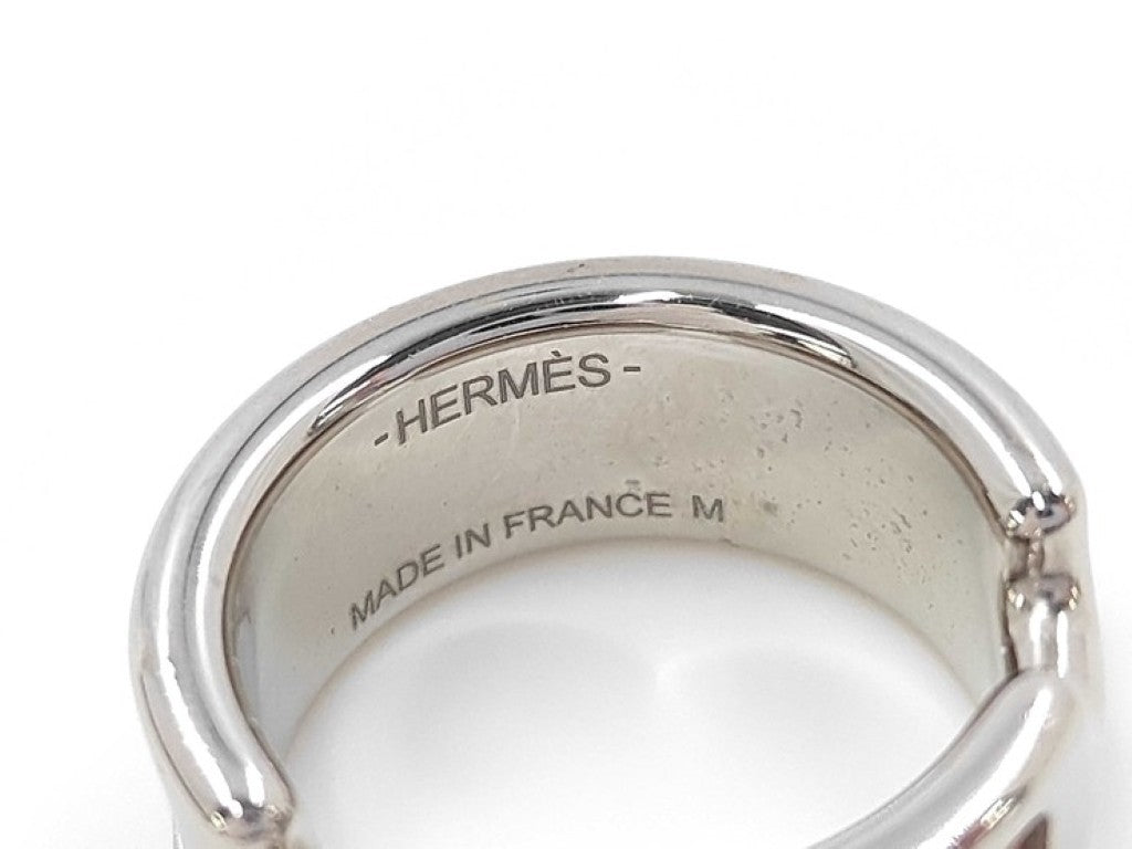 HERMES エルメス リング オランプ シルバー ブラウン系 メタル レザー レディース 指輪 美品