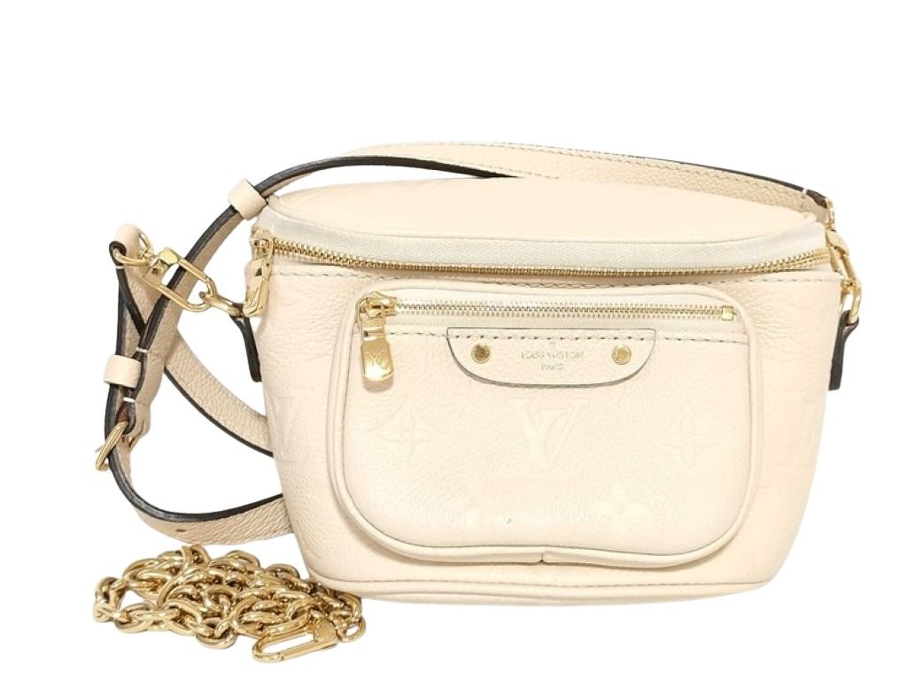 LOUIS VUITTON ルイヴィトン ショルダーバッグ ミニ バムバッグ M83275 ベージュ系 モノグラムアンプラント レディース ゴールド金具 美品