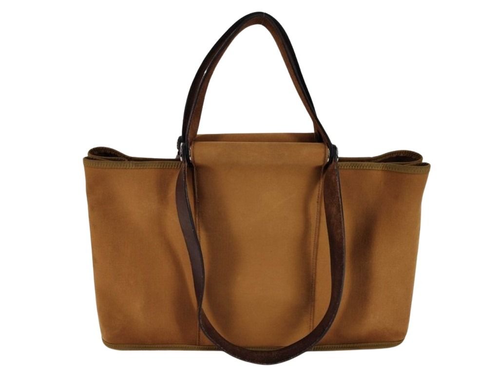 HERMES エルメス ショルダーバッグ カバックエランPM ブラウン系 キャンバス レザー レディース シルバー金具 美品