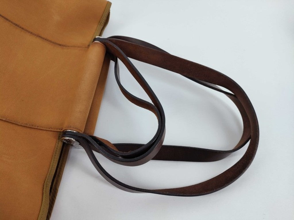 HERMES エルメス ショルダーバッグ カバックエランPM ブラウン系 キャンバス レザー レディース シルバー金具 美品
