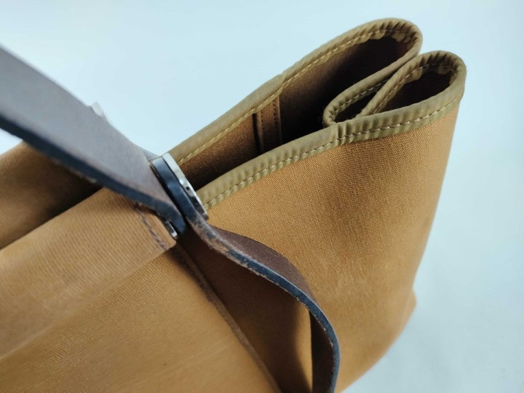 HERMES エルメス ショルダーバッグ カバックエランPM ブラウン系 キャンバス レザー レディース シルバー金具 美品