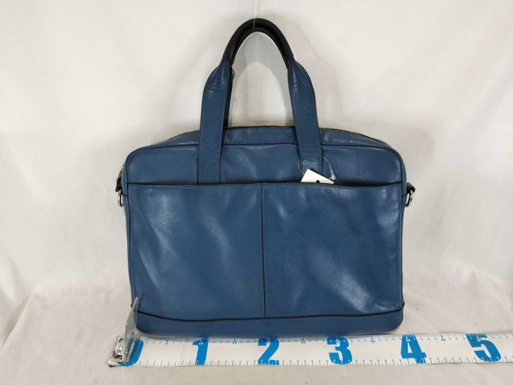 COACH コーチ ビジネスバッグ ハミルトン F54801 ブルー系 レザー メンズ ハンドバッグ シルバー金具